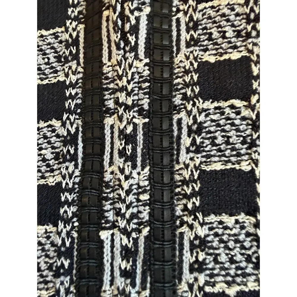 St. John Collection Sweater Womens 2 Black White Check Knit Full Zip Jacket
